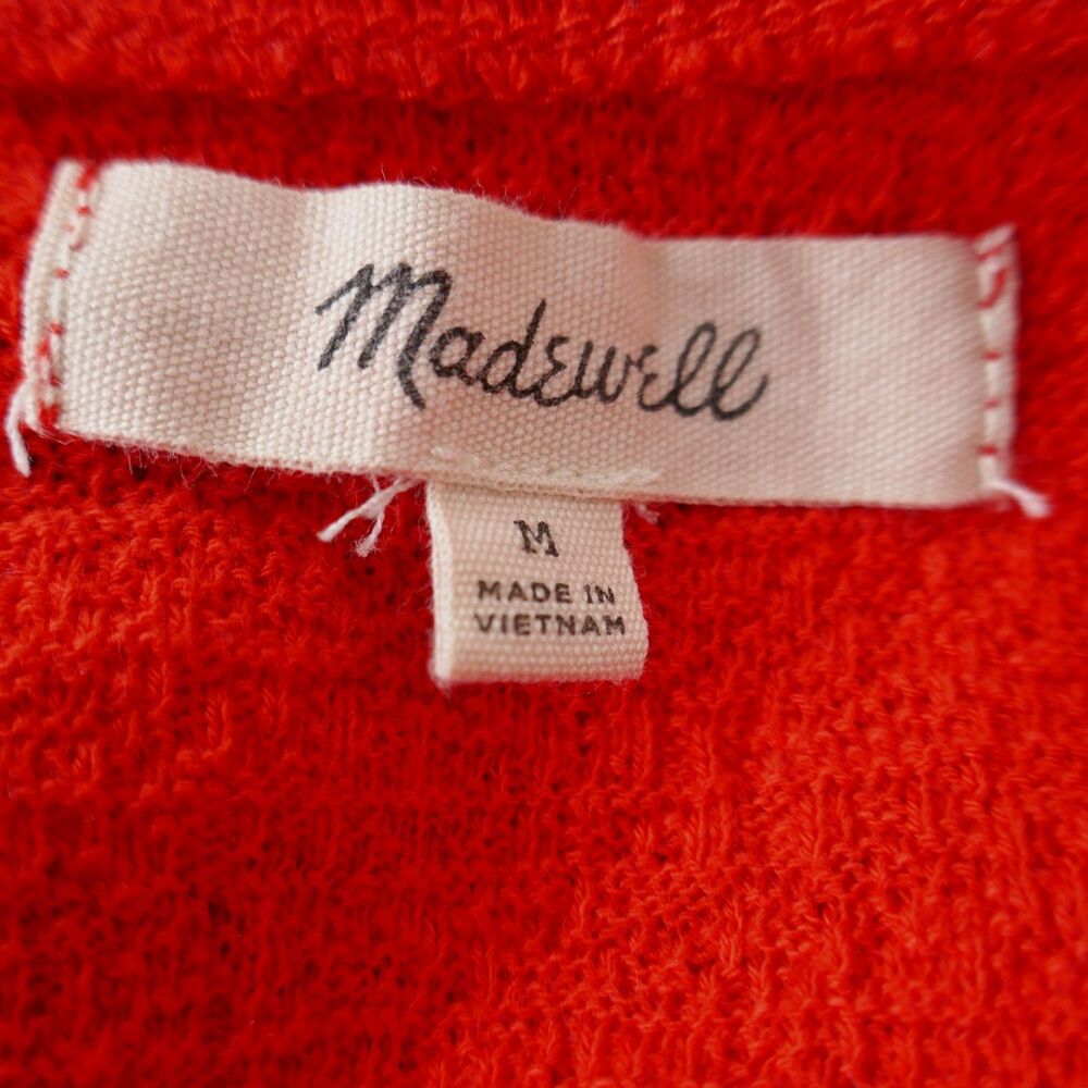 Madewell Cap Sleeve Shirt Texture Thread Wrap-Tie Top Red Size M Ripe Persimmon - Picture 5 of 8